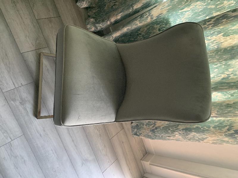 Belgravia Light Grey French Plush Velvet Button Back Dining Chair With Chrome Legs