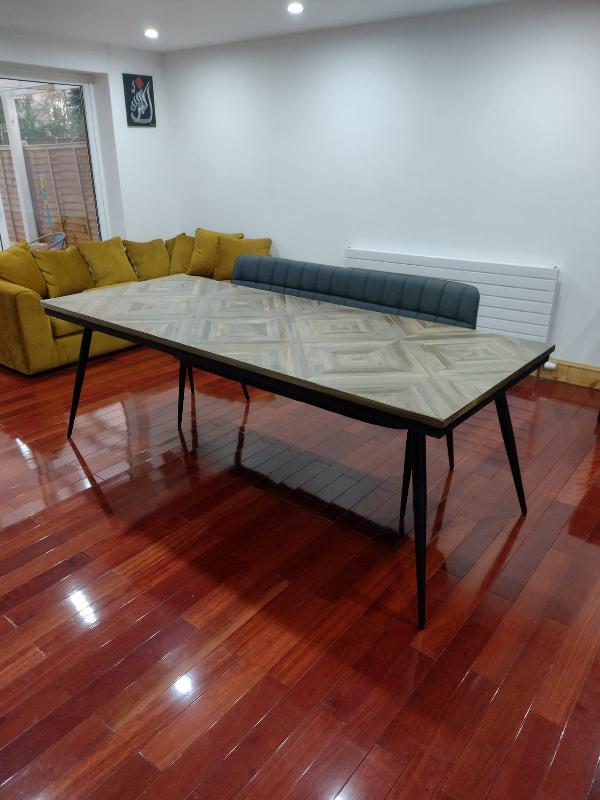 BePureHome Rhombic Recycled Teak Parquette 6-8 Seater Dining Table - 220cm x 90cm