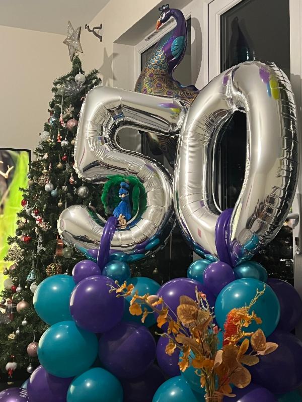 Glitter Peacock Holographic Helium Foil Giant Balloon 107cm / 42 in