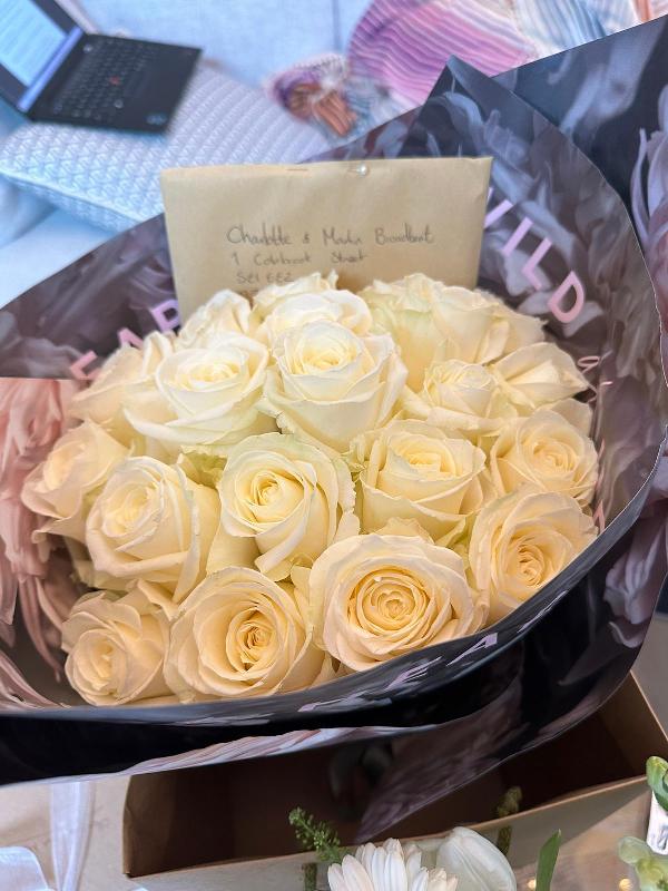 Beautiful white roses delivered on time!