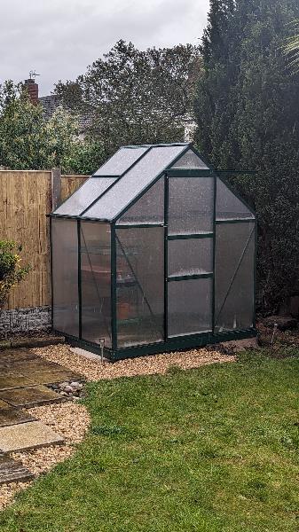 2 x 6 Aluminium Lean To Greenhouse, Toughened Glass, Green Finish With Bar Capping