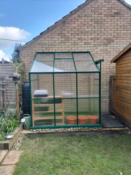 2 x 6 Aluminium Lean To Greenhouse, Toughened Glass, Green Finish With Bar Capping