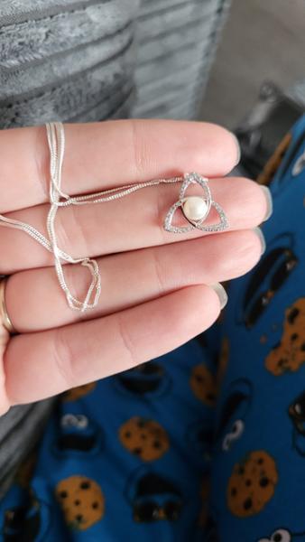 Diamond Pearl White Gold Irish Celtic Trinity Knot Necklace Irish Made