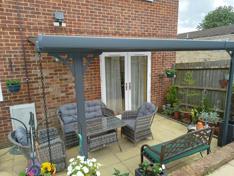 3ft x 7ft (0.9x2.3m) Fully Assembled Barbecue Shelter, Grey Canopy