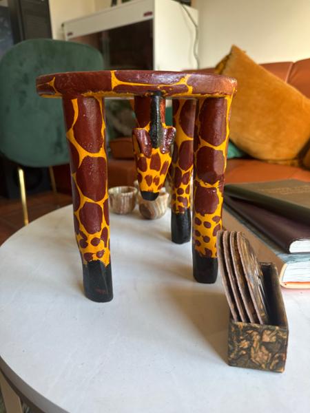 Kenyan Giraffe Petite Side Table Culture Vulture Wood Brown