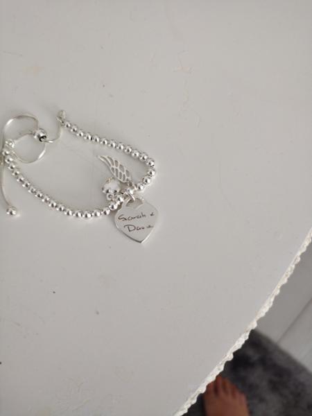 Sterling Silver Handwriting Memorial Bracelet With Large Heart Charm
