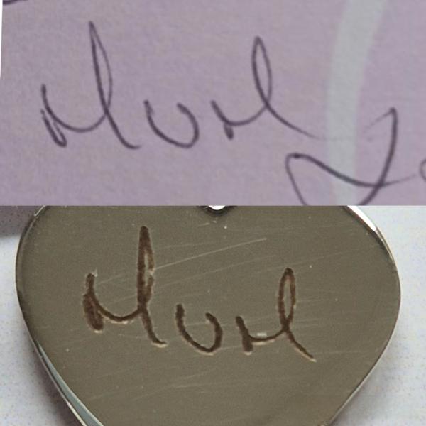 Sterling Silver Handwriting Heart Necklace