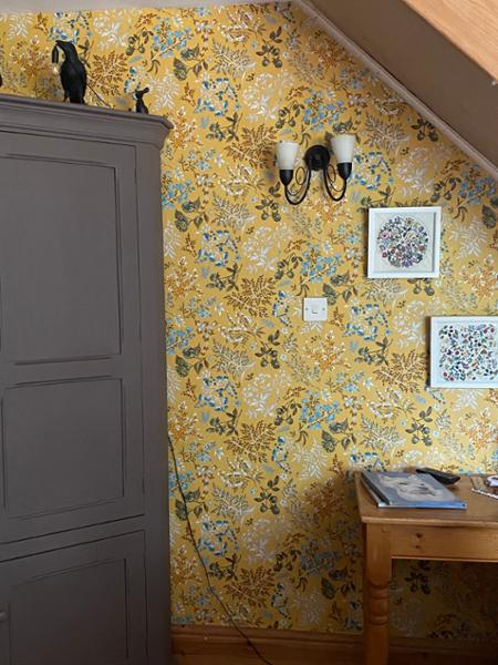 Abode Cottage Floral Leaves Wallpaper Ochre / Multi Erismann 05552-20