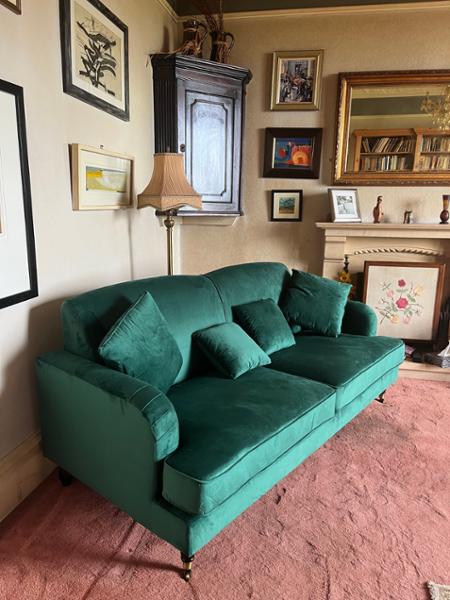 Velvet Emerald Green 3 Seater Ashton Sofa