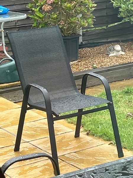 Black mesh garden chairs