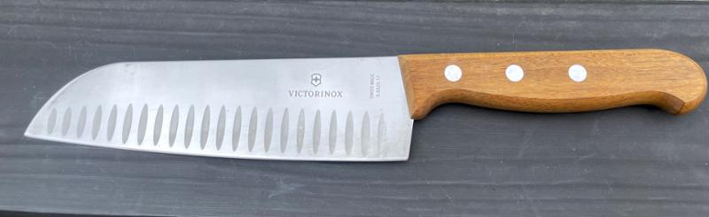 Victorinox Wood 17cm Santoku Knife with Fluted Blade (6852017G)