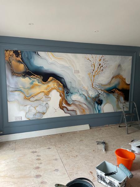 White And Gold Ink - 287 x 81cm Deluxe 'Paste the Wall' Mural