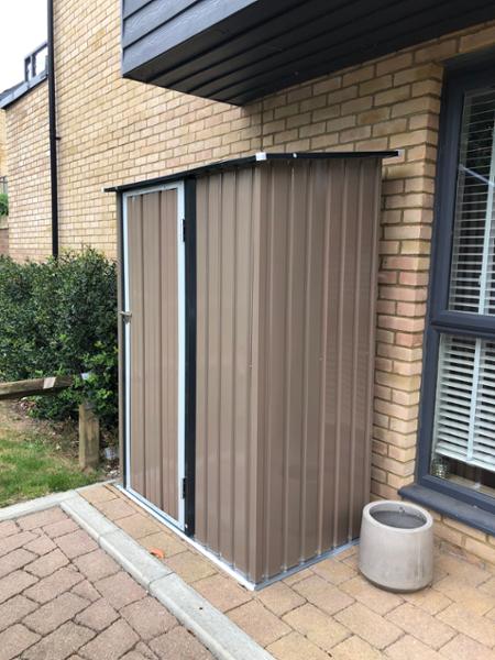 Brown Steel Garden Storage Shed with Lockable Door