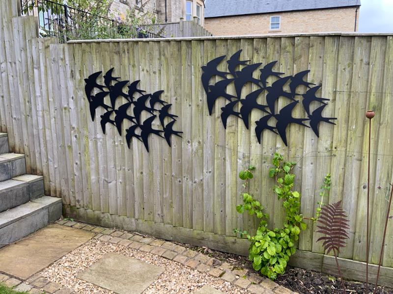 Swallows Garden Wall Ornament, Matte Black