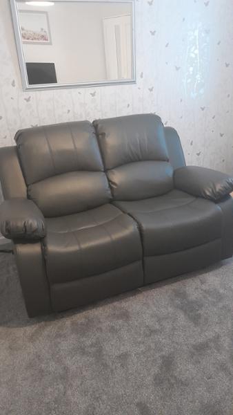 Faux Leather Grey Valencia 2 Seater Electric Recliner Sofa