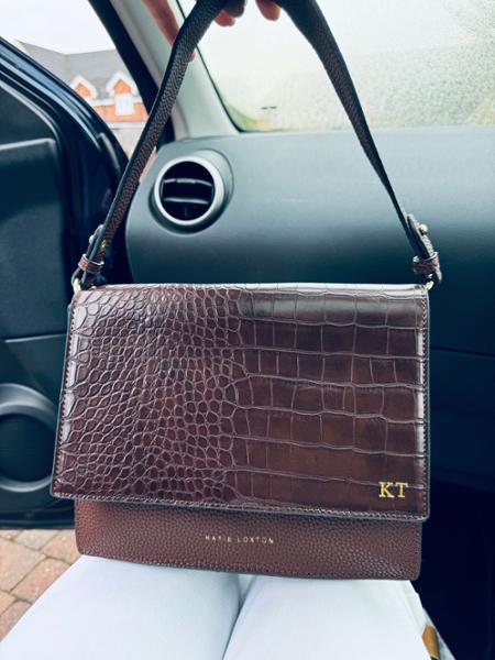 Katie Loxton Orla Faux Croc Crossbody Bag In Chocolate