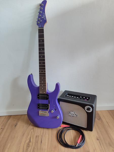 EastCoast HM1 Electric Guitar in Metallic Purple Rosewood Fretboard