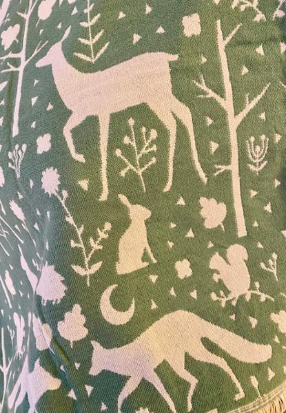 National Trust Green Woodland Jacquard Throw