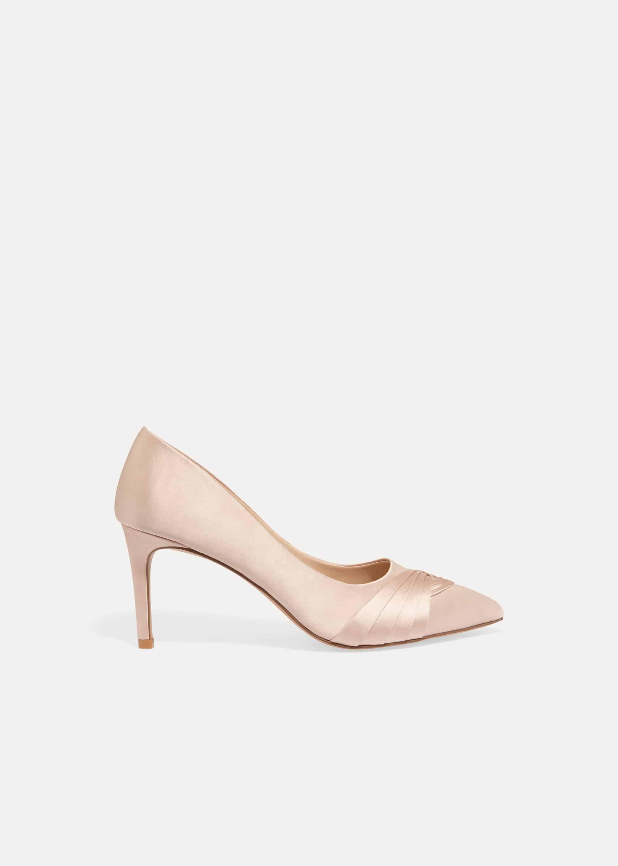 pink satin court shoes